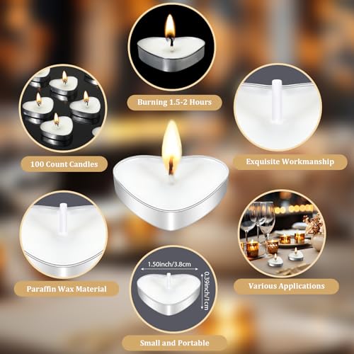 Heart-Shaped Candles with Thank You Cards - 100 Sets