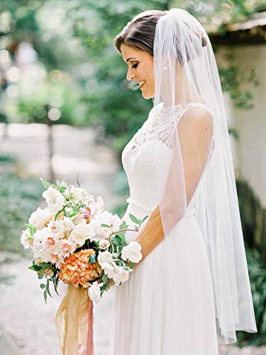 Ivory Bride Wedding Veil with Comb - Fingertip