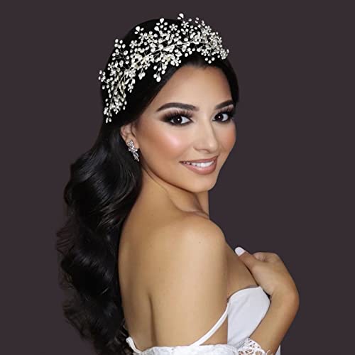 Bride Rhinestone Headband Wedding Hair Accessories (Silver)