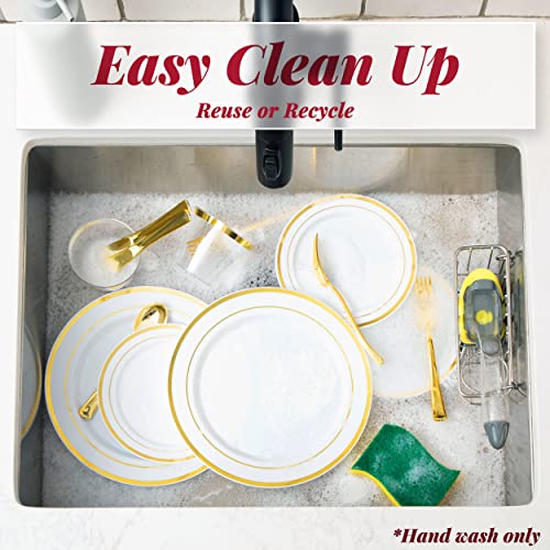 Gold Reusable Dinnerware Set for 100 Guests - 600pc