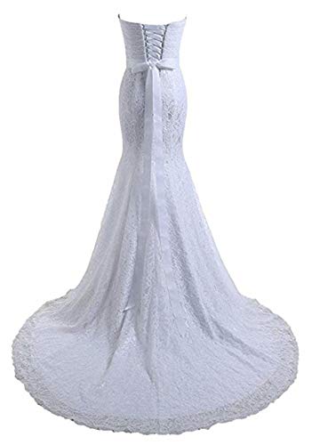 White Lace Mermaid Bridal Wedding Dress - Size US16