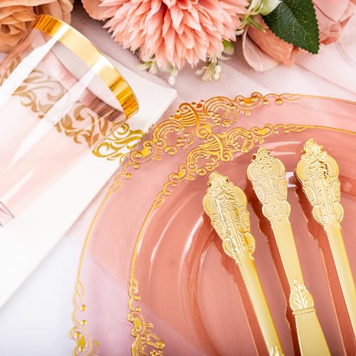 Clear Burgundy Wedding Party Disposable Tableware Set 175pcs