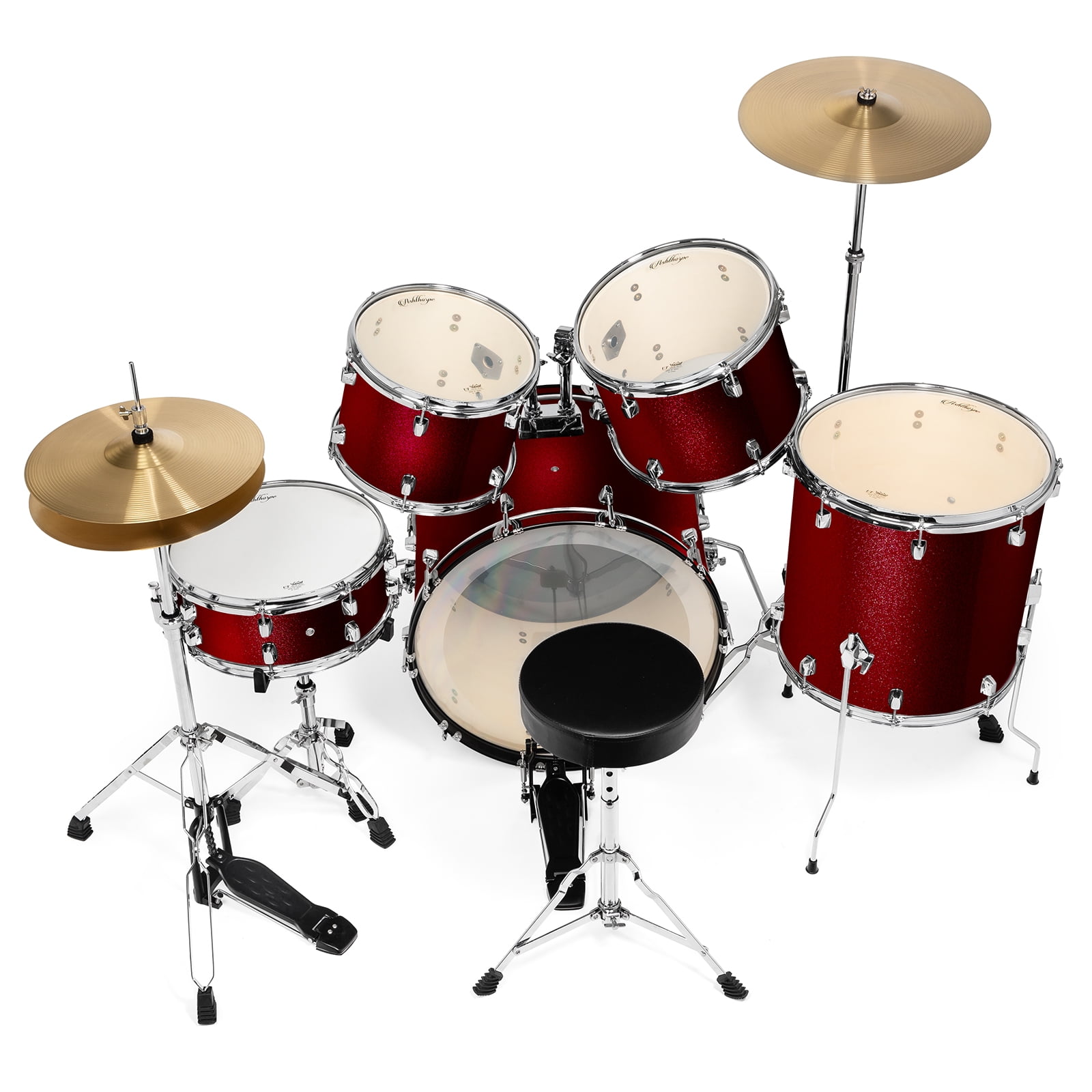 Ashthorpe 5-Piece Drum Set with Remo Heads and Brass Cymbals
