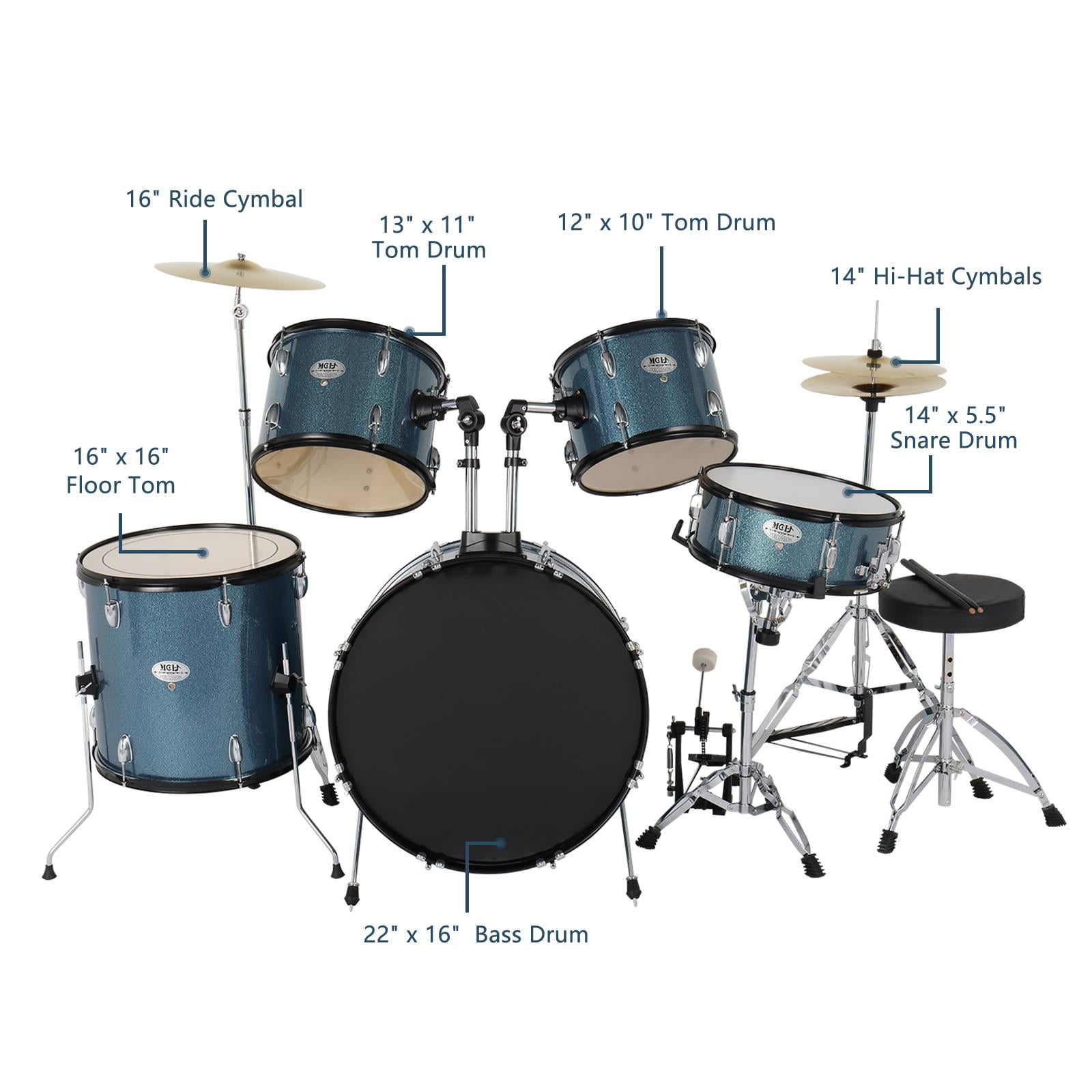 MCH 22" 5-Piece Drum Set - Beginner's Choice