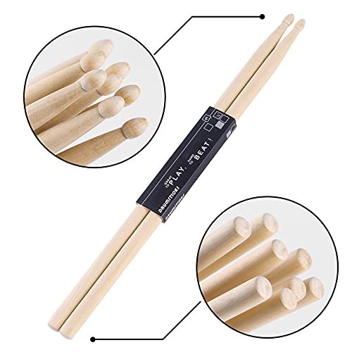 12 Pairs 5A Maple Wood Drumsticks for All Ages