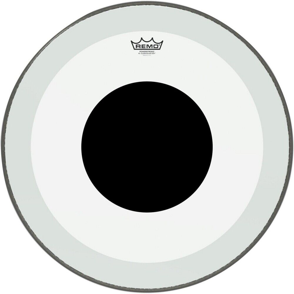 22" Bass Drum Powerstroke 3 Clear Black Dot