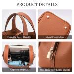 Trendy Leather Bucket Bag for Women - Brown
