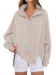 ANRABESS Women's Oversized Casual Button-Up Sweatshirt