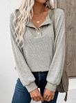 EVALESS Women's Beige Oversized V Neck Pullover