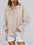 ANRABESS Women's Oversized Casual Button-Up Sweatshirt