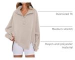ANRABESS Women's Oversized Casual Button-Up Sweatshirt