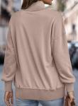 Light Pink V Neck Button Pullover Sweatshirt