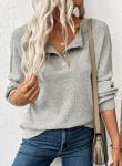 EVALESS Women's Beige Oversized V Neck Pullover
