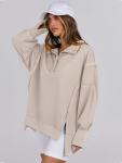 ANRABESS Women's Oversized Casual Button-Up Sweatshirt