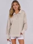 ANRABESS Women's Oversized Casual Button-Up Sweatshirt