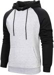 Wielsscca Men's Color Block Pullover Hoodie - Light Gray