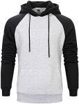 Wielsscca Men's Color Block Pullover Hoodie - Light Gray