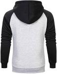 Wielsscca Men's Color Block Pullover Hoodie - Light Gray