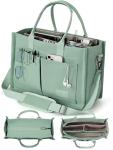 FIORETTO Green Canvas Tote Bag with Detachable Strap