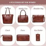 Stylish Brown Handbag Set with Wallets – 6 Pieces