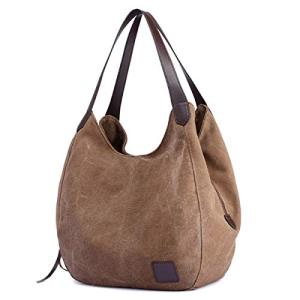 DOURR Women's Brown Multi-pocket Canvas Tote Bag