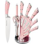 Pink 9-Piece Chef Knife Set with Block