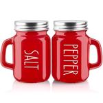 Modern Red Glass Salt and Pepper Shakers Set