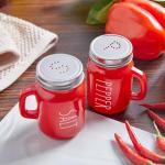 Modern Red Glass Salt and Pepper Shakers Set