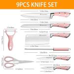 Pink 9-Piece Chef Knife Set with Block