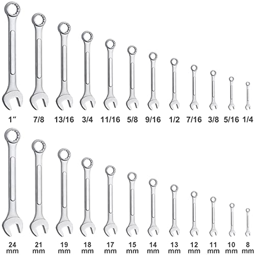 24-Piece Combination Wrench Set | SAE & Metric, Multi-Purpose