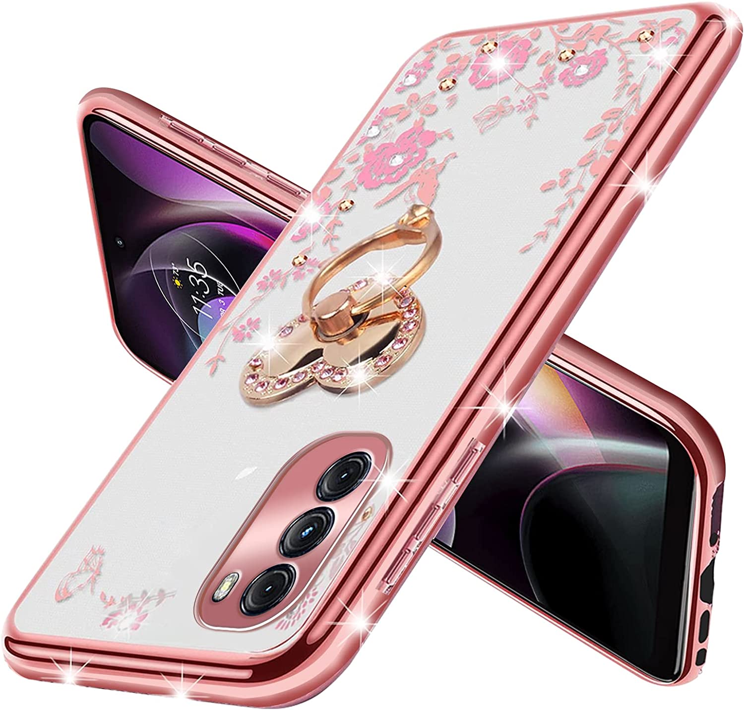 Cute Rose Butterfly Case for Motorola Moto G 5G