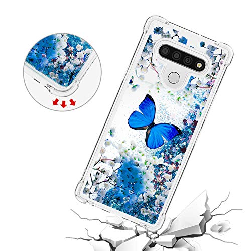 Blue Butterfly Glitter Liquid Case for LG Stylo 6