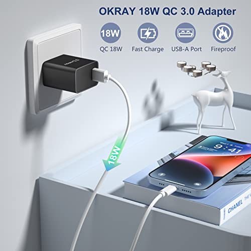 OKRAY 2-Pack 18W Fast Charge USB Wall Adapters