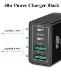 40W Dual Port USB C Fast Charger Block