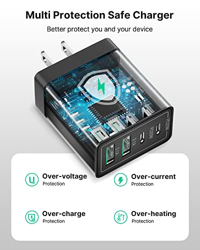 40W Dual Port USB C Fast Charger Block