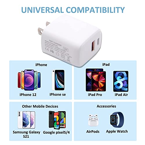 2-Pack 20W Dual Port USB-C Fast Charger