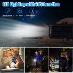 Solar Power Bank with Dual USB Ports, LED Light