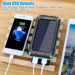 Solar Power Bank with Dual USB Ports, LED Light