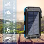 Solar Power Bank with Dual USB Ports, LED Light