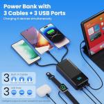 50800mAh Portable Power Bank with Built-in Cables