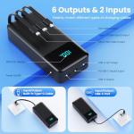 50800mAh Portable Power Bank with Built-in Cables