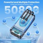 50800mAh Portable Power Bank with Built-in Cables