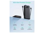 12000mAh Fast Charging Portable Power Bank, Black