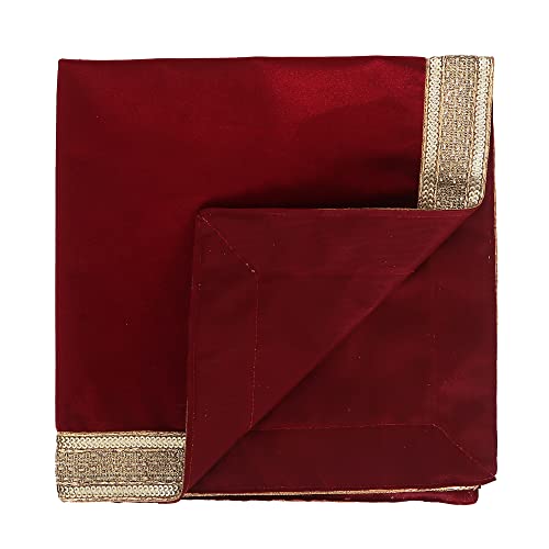 Indian Red Velvet Tarot Table Cloth with Gold Border