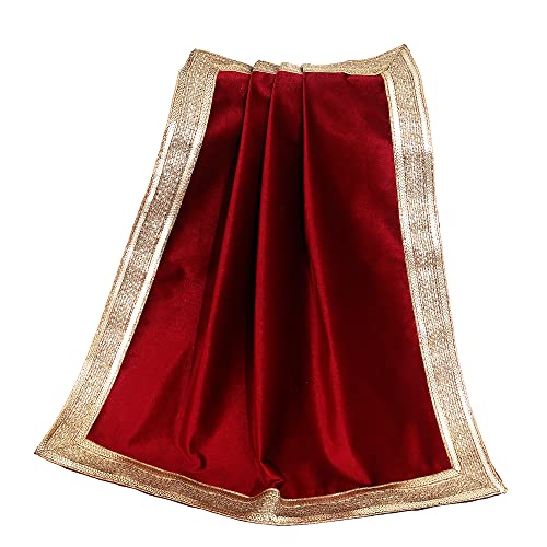 Indian Red Velvet Tarot Table Cloth with Gold Border
