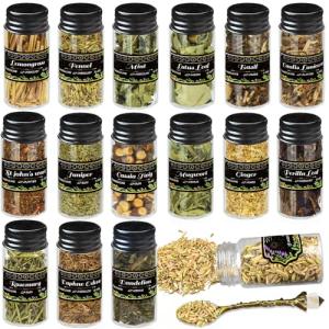 15 Jars of Dried Herbs for Witchcraft Magic