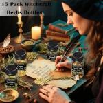 15 Jars of Dried Herbs for Witchcraft Magic