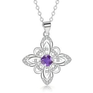 Purple Zirconia Witch Knot Necklace for Women