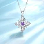 Purple Zirconia Witch Knot Necklace for Women