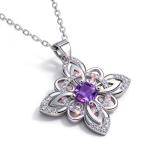 Purple Zirconia Witch Knot Necklace for Women